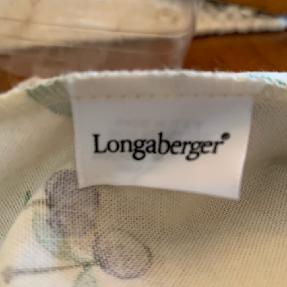 Longaberger Rectangle Hanging Basket with Leather Strap, Liner and Protector - Picture 9 of 10